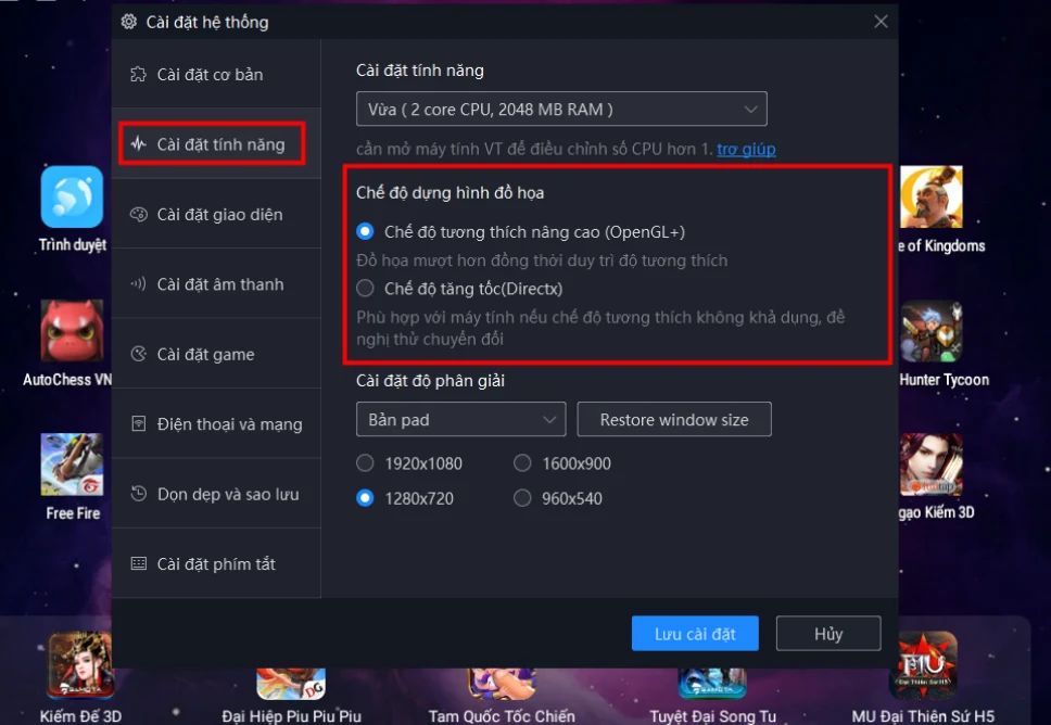 Đặt Cấu Hình Game Phù Hợp